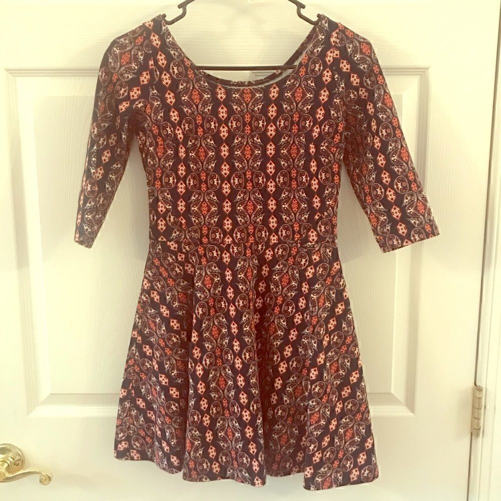 Hollister sz small blue orange a line fitted dress